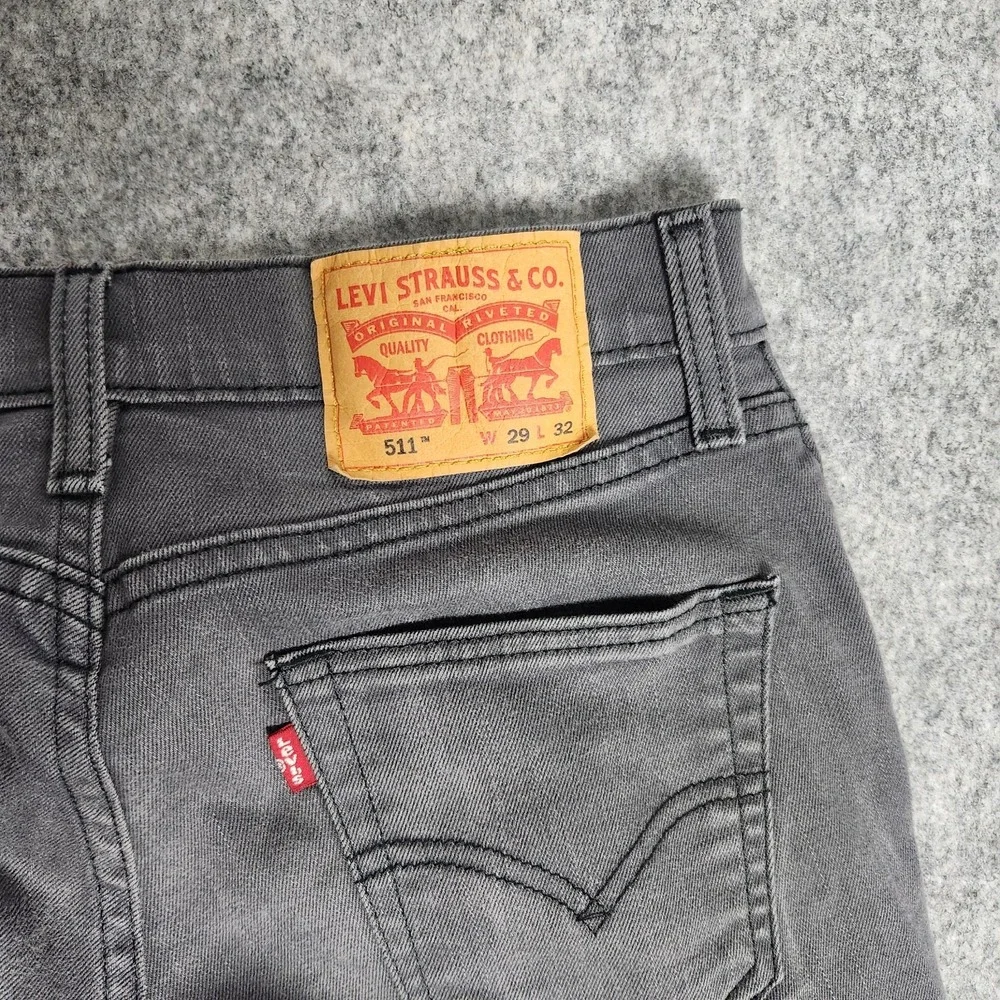 Levis 511 Jeans Men 29x32 Black Denim Slim Fit Dark Wash Skater Punk‎ Grunge